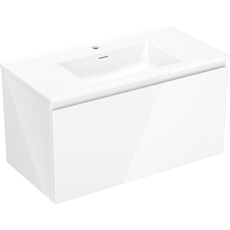 Mexen Orio mobile da bagno 90 cm con lavabo Otis, 1 cassetto, bianco lucido - 91A10-09047-1-BF00-W18M00 (1/5)