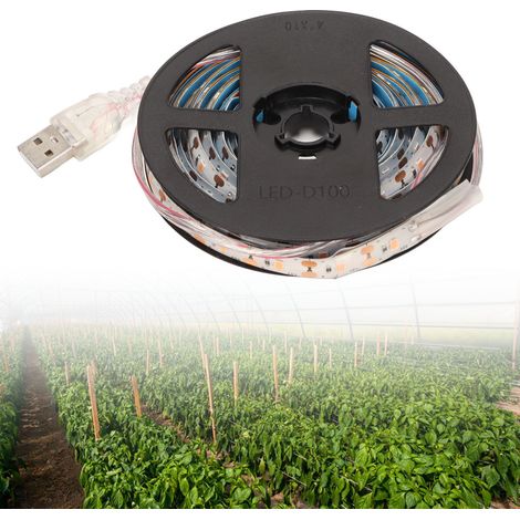 5V LED-Streifen für Pflanzen mit USB-Anschluss, ideal zum Anpflanzen, als Zusatzbeleuchtung, wasserdicht, für Gewächshäuser, Vollspektrumbeleuchtung, 2 Meter/wasserdicht (1/5)