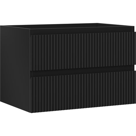 Mexen Rivel meuble de salle de bain sous lavabo 70 cm, 2 tiroirs, rainuré, noir mat - 91A20-07047-2-BFF71 (1/5)