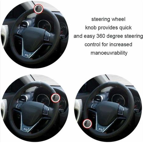 Bouton de volant de voiture, poignée universelle boule noire de poignée de volant robuste de voiture noire (1/4)