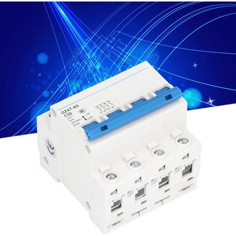 Disjoncteur miniature DZ47-63 C32 4P 400 V 32 A, montage sur rail DIN, capacité de sectionnement 6000 A (1/5)