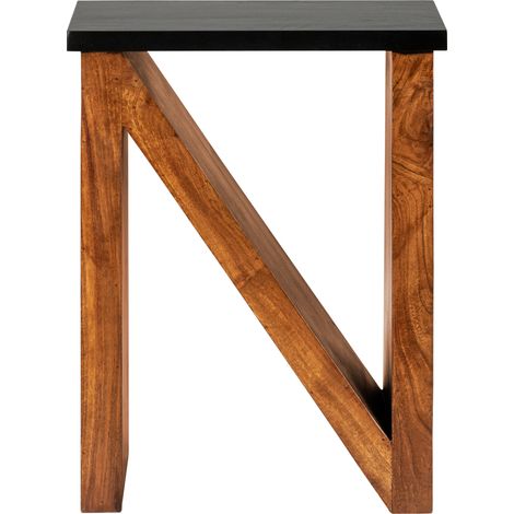 WOMO-DESIGN Beistelltisch N-Form 60 cm Braun-Schwarz, Unikat, handgefertigt aus Massivholz Akazienholz, Couchtisch Kaffeetisch Wohnzimmertisch Sofatisch Tisch Holztisch verschiedene Buchstaben Formen