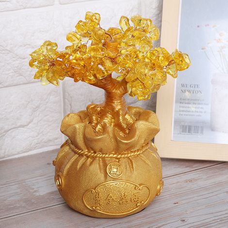 Décoration d'arbre dorée en résine artisanale pour la maison, cave à vin, salon, couloir (1/5)