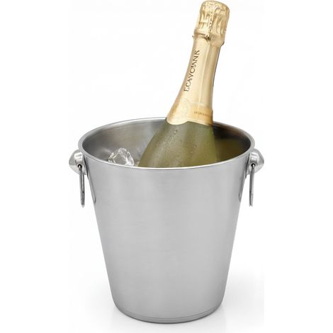 Edelstahl Sektkühler matt - 20 cm - Champagnerschale Eiskübel Getränkekühler elegant - mit Griffringen