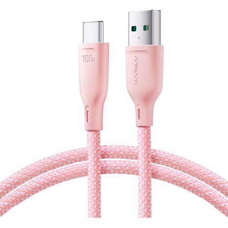 Cable de transferencia rápida USB-A - USB-C de 100 W, serie multicolor, 1 m, rosa (1/5)