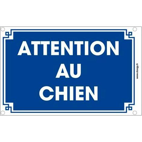 Plaque de garde bleue "Attention au chien"