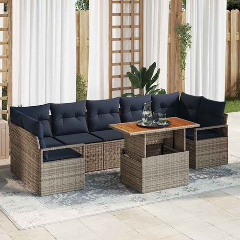 Teenpull – Gartensofa-set 8 Stk. 7-Sitzanzahl Grau und Marineblau (1/5)