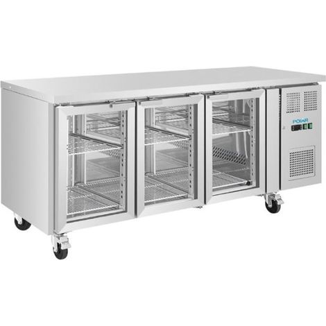 Table réfrigérée tropicalisée positive 465 Litres, 3 portes vitrées, 300 W, 220 V - MONO
