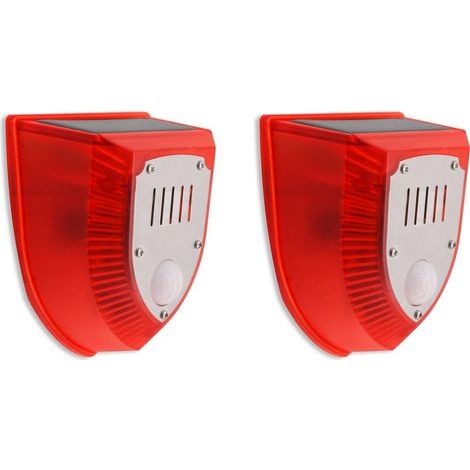 2Pcs Alarme de Sécurité Solaire 129dB Son Sirène Lumière Stroboscopique Lampe d'Avertissement 3 Modes de Fonctionnement pour Pâturage Ferme Maison Cour Grange (1/5)