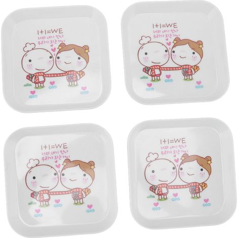 Assiette à fruits 4 pièces, multifonction pour dessert, école, maison, restaurant, plateau à os et déchets, pour amoureux. (1/5)