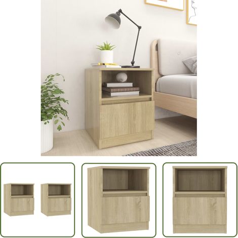 The Living Store Nachttische 2 Stk. Sonoma-Eiche 40x40x50 cm Holzwerkstoff - Nachttisch - Wohnzimmermöbel - Holzwerkstoffe - Kommode - Sideboard (1/5)