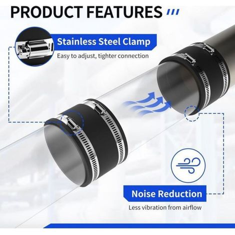 Manchon Caoutchouc Tuyau 100mm, Avec Colliers Inox, Pour PVC Ventilation Filtre Charbon (1/4)