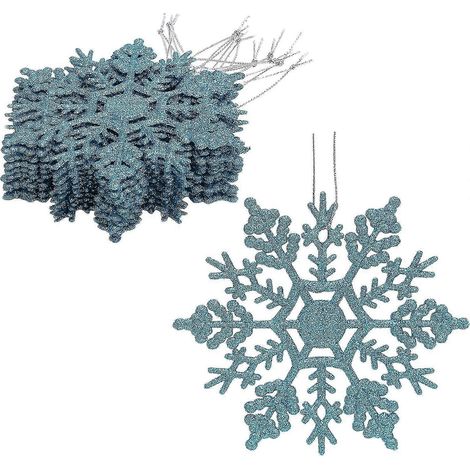Packung mit 12 glitzernden Schneeflocken (10 cm) zum Aufhängen – Weihnachtsdekoration (1/5)