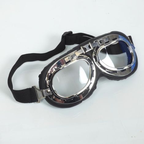 Fliegerbrille verchromt und schwarz Retro-Vintage-Look für Helm