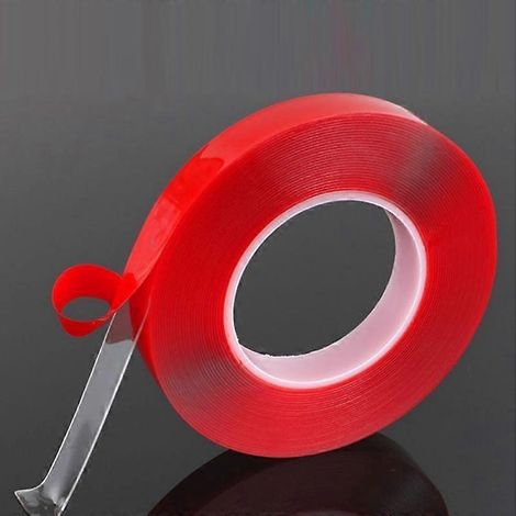 Ruban adhésif double face transparent acrylique sans traces, disponible en 5/8/10/12/15/20/25/30/35 mm, pour fixation de bandes LED sur voiture ou tablette.