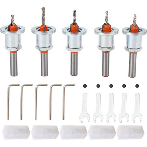 5 verstellbare, konische, selbstschneidende Senker aus legiertem Stahl, 5er-Set