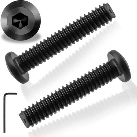 lot de 25 vis à tête plate m5x40mm, acier inoxydable a2 noir, filetage complet avec clé six pans, pour meubles et machines (1/4)