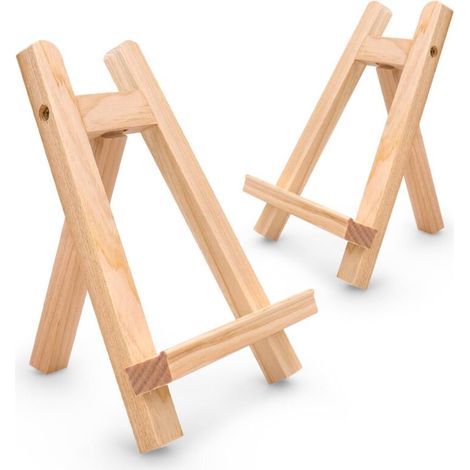 Kleine Holzstaffeleien, klappbare dreieckige Staffeleien, Tischaufsteller für Hochzeitsfotos (Holzfarbe, 28 x 20) (1/5)
