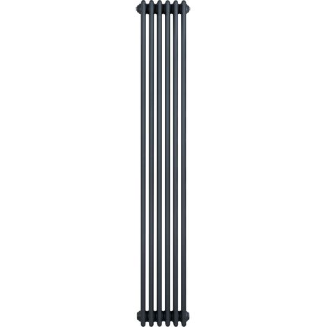 Radiateur Traditionnel à 4 Colonnes 1800 x 290 mm en Acier Carbone Gris Anthracite Chauffage Central Verticale Monté Sur Mur [Brosse de Nettoyage & Supports INCLUSES] (1/5)