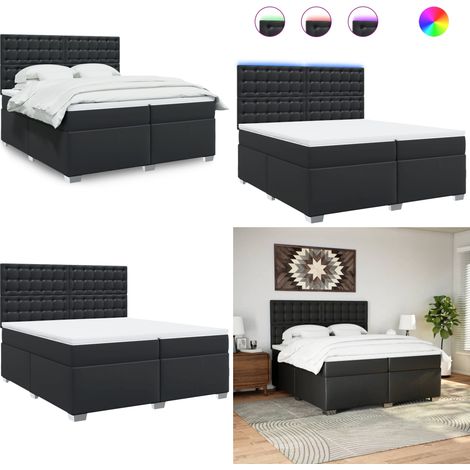 Boxspringbett mit Matratze Schwarz 200x200 cm Kunstleder - Boxspringbett - Doppelbett - Bettenrahmen - Lederbettwäsche - Luxusbett - Home & Living