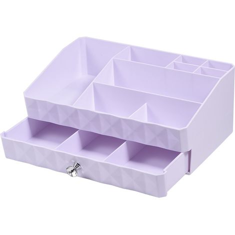 Boîte De Rangement En Bois - Pour Bureau - Organiseur De Maquillage Et De Papeterie - Blanc - 1 Pièce (1/5)