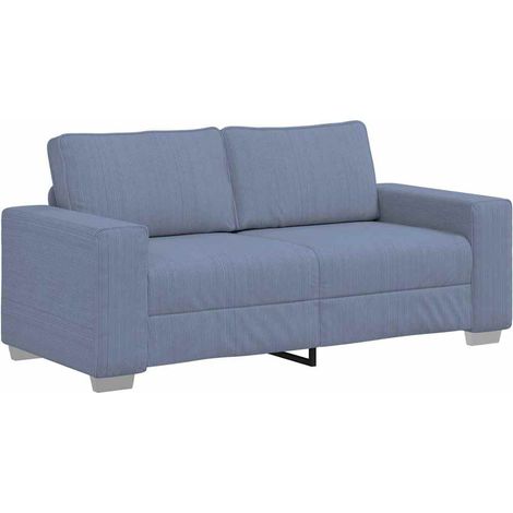 Canapé 2 places pour salon et bureau en tissu velours côtelé bleu 180 x 77 x 82 cm (1/5)