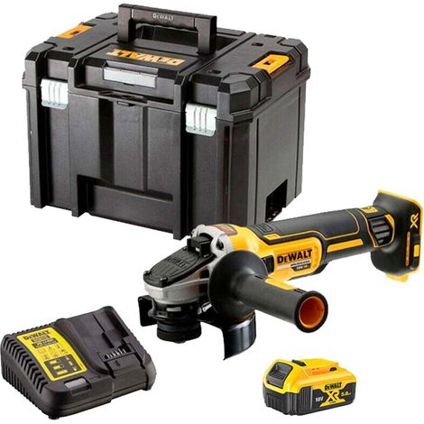 DeWalt DCG405P1 Cordless 18v XR Brushless 125mm Angle Grinder with 5AH Battery, Charger and Case