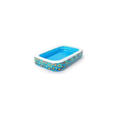 Piscine familiale gonflable 3 baguettes, décoration florale, 305 x 183 x 56 cm, référence 54121 (1/5)
