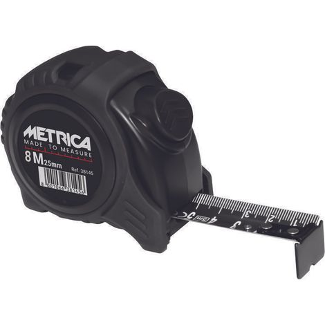 Todo Negro METRICA cinta métrica autoblocante 25mm x 8m - 38148D