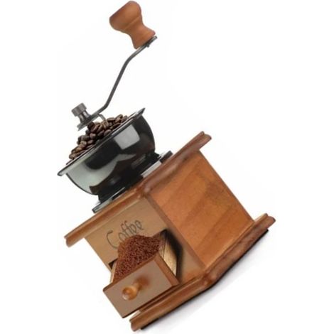 Moulin à café manuel italien rétro portable en acier inoxydable marron à manivelle pour la maison (1/5)