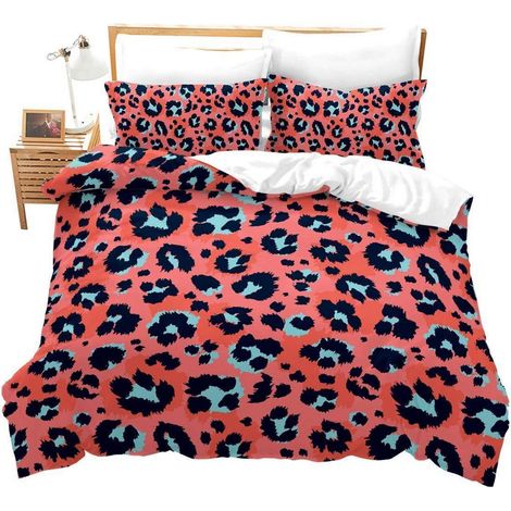 Bettwäsche-Set 155x220 cm mit Leopardenmuster, 2-teilig, Mikrofaser, Reißverschluss