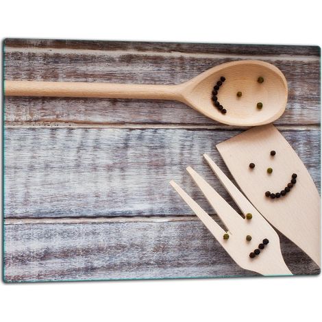 Piatto di vetro, tagliere 52x40, cucchiaio in legno (1/5)