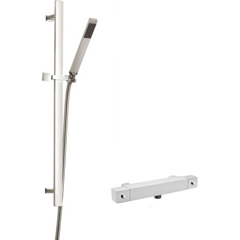 Square Bar Valve & Sheer Slide Rail Shower Kit - Chrome - Balterley
