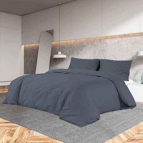 vidaXL Set Copripiumino Antracite 260x240 cm in Microfibra (1/5)