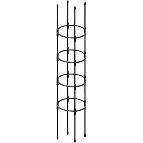 Gartenobelisk aus Edelstahl – 25 cm Durchmesser mit Vogelmotiv, höhenverstellbar (75 cm / 105 cm / 135 cm / 165 cm), schwarze Epoxidbeschichtung