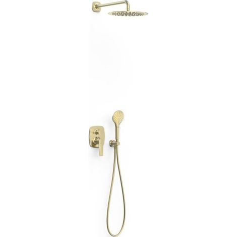 Kit mitigeur encastré 2 voies Rapid‑box pour douche Loft Cava doré - TRES 22238004CA