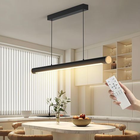 1 Lustre Suspension 80CM, Dimmable Avec Télécommande, Réglable En Hauteur, Pour Salle À Manger Cuisine Bureau (1/5)