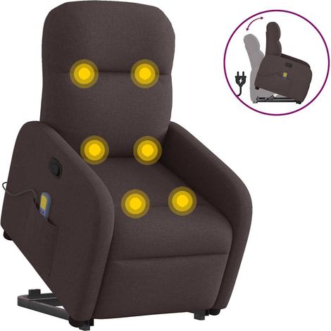 Massagesessel mit Aufstehhilfe Dunkelbraun Stoff