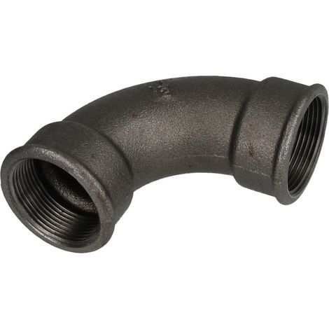Raccord en fonte malléable noir coude court 90° 1 1/2'' FF/FF
