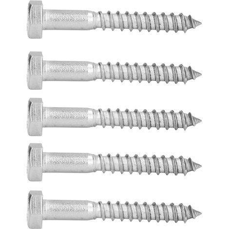 25 vis à bois autoforeuses inox A2-70 filetage partiel DIN571 hexagonales M8x60 mm pour charpente et toiture (1/5)
