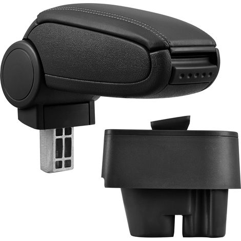 Accoudoir central pour PEUGEOT 207, 207 SW, 207 CC - avec compartiment - rembourré - cuir-synthétique - noir avec des coutures noirs (1/5)