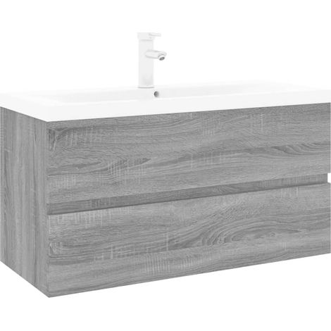 Sink Cabinet with Built-in Basin Grey Sonoma Engineered Wood vidaXL
