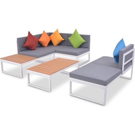 Maison Exclusive - 4-tlg. Garten-Lounge-Set mit Auflagen Aluminiu (1/5)
