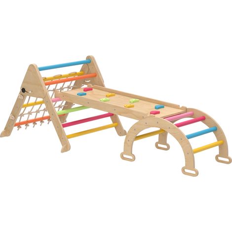 8-in-1 Toddler Climbing Frame, Indoor Play Triangle Set with Slide, Arch Triangle Ladder, Multicolour (1/5)