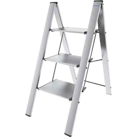Scala sgabello a 3 gradini in Alluminio ARGENTO salvaspazione LEONARDO 3 COLOMBO