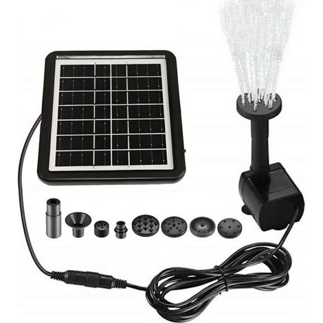 Pompe solaire de bassin 1,2W débit max 160 L/h hauteur de jet 50 cm panneau solaire monocristallin 15x15 cm système d’eau extérieur (1/4)