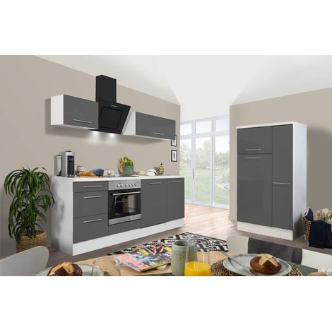 Cuisine Kitchenette Bloc cuisine Blanc Gris Amanda 310 cm Respekta Premium