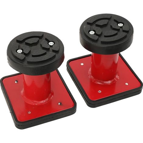 Supporti di sollevamento in ferro, altezza regolabile 80 mm, imbottitura in gomma, compatibili con sollevatori a 2 e 4 colonne, adatti per auto, SUV e camion. (1/5)