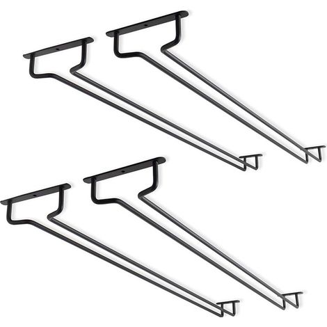 4er-Set Weinglasregale (40 cm) für die Unterbaumontage – Weinglashalter aus Metall – Weinglasregal – Für Minibar und Küchenaufbewahrung – Schwarz