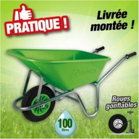 Brouette 100L - Bac  - Livrée Montée - Pratique et Robuste - Ergonomique - D-Work